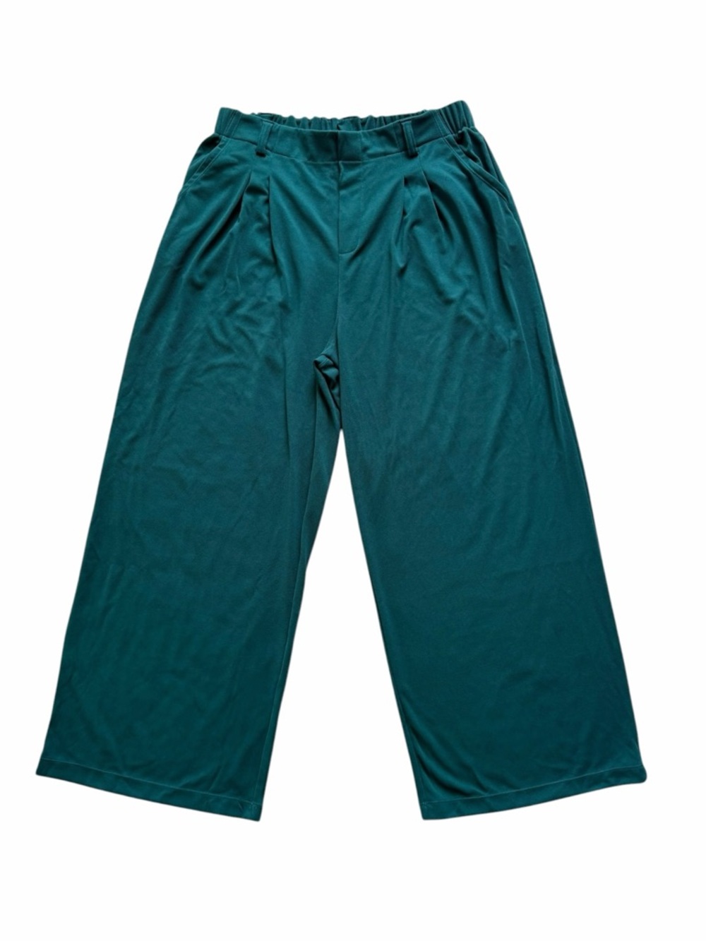 Halara Women’s XL High Waisted Wide Leg Waffle Work Pant Jade Green Stretch NWT